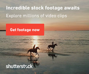 Majestic horses stand near the coastline, one in shallow water and another partially submerged, displaying a serene natural scene with branding elements.