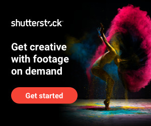 A promotional interface from Shutterstock showcasing on-demand footage options and creative project starters, featuring dance-related content and text elements.